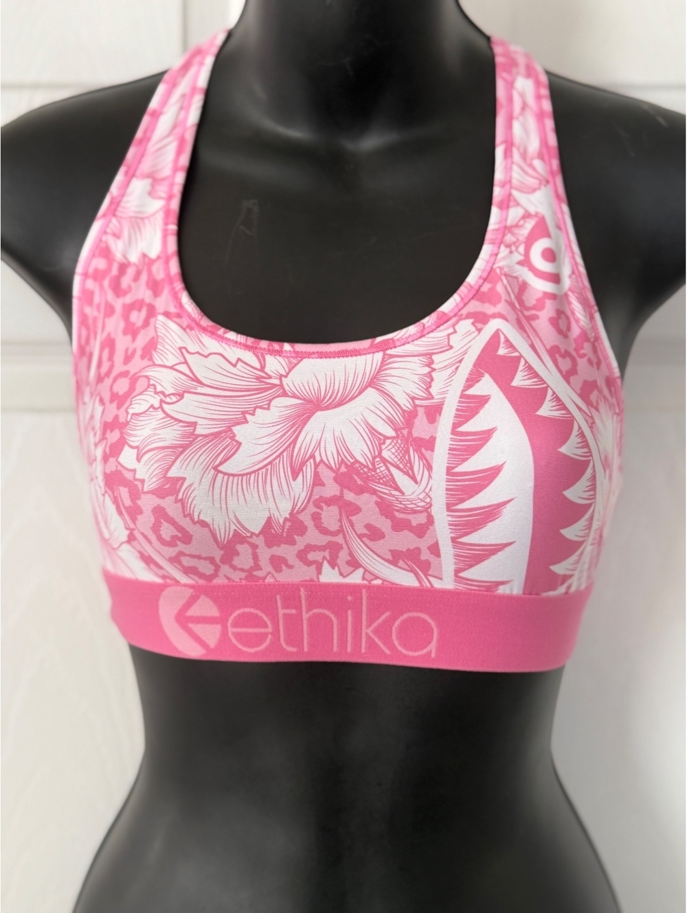 Ethika Pink Floral Racerback Sports Bra